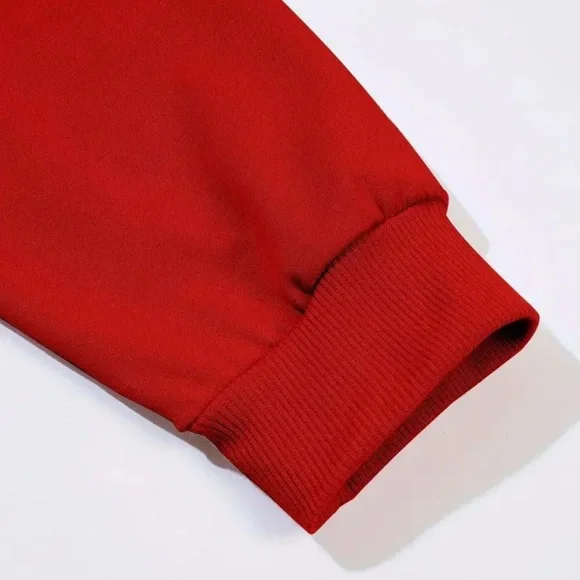 Holiday Christmas Red Cotton Sweatshirt New Unisex Fleece Oversized Boutique - Picture 3 of 4